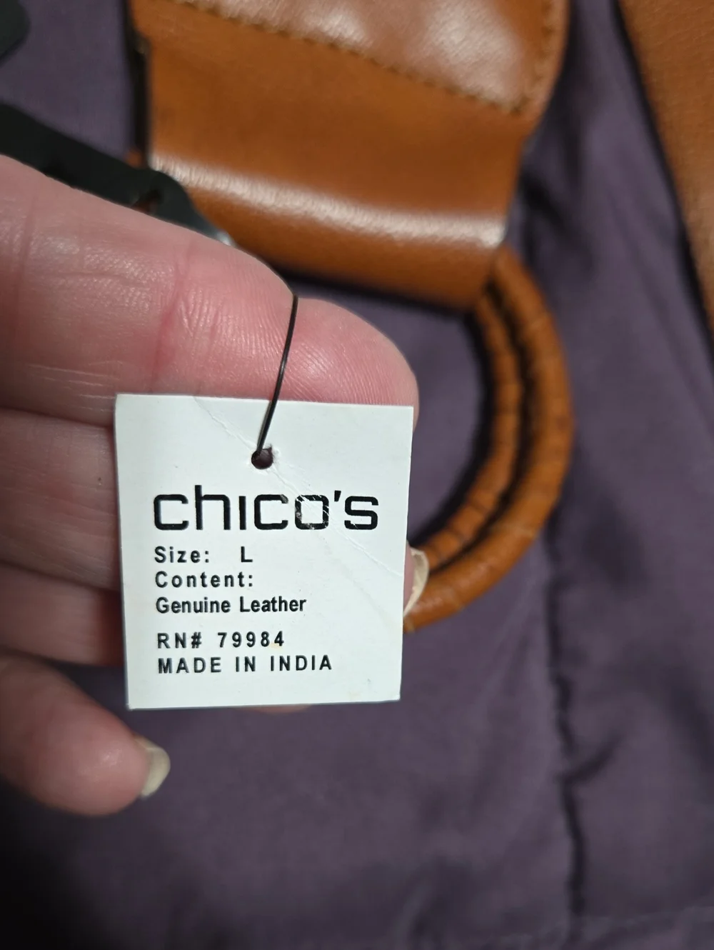 Chico's Braided Leather Ring-Closure Belt in Tan